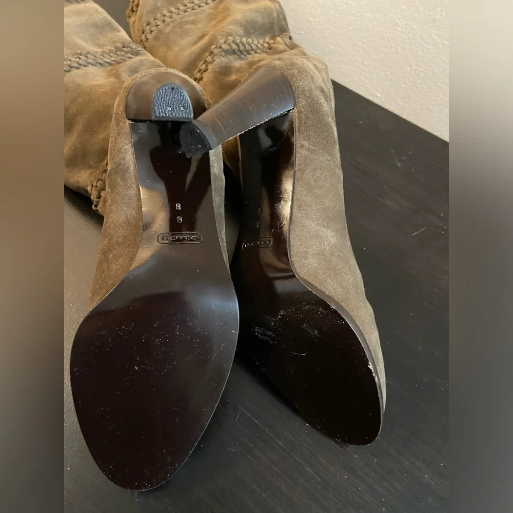 Coach Jae Boots Brown Suede Leather‎ Knee High Slouchy Italy Made Women’s Size 8